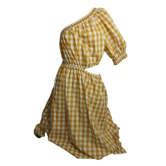 Who What Wear Dresses & Skirts - Who What Wear Cold Shoulder Gingham Dress, Honey Mustard Maxi - Medium, New